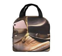 Borsa termica per il pranzo con cappello da cowboy e stivali, per donne e uomini, riutilizzabile, portatile, a tenuta stagna, con tasca frontale, per viaggi, picnic, ufficio, lavoro
