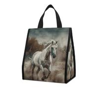Borsa termica per il pranzo con cavalli che corre sul campo, per donne e uomini, borsa della spesa riutilizzabile, grande borsa termica a tenuta stagna, pieghevole, portatile, per lavoro, campeggio