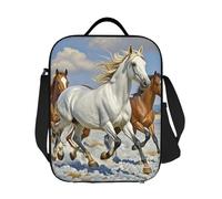 Borsa termica per il pranzo con cavalli che corrono artistica, per uomini, donne, adulti, riutilizzabile, a prova di perdite, con tracolla regolabile, per lavoro, ufficio, picnic, viaggi