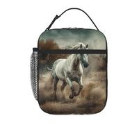 Borsa termica per il pranzo con cavallo che corre nel campo, per donne e uomini, riutilizzabile, a prova di perdite, borsa termica per il pranzo per ufficio picnic
