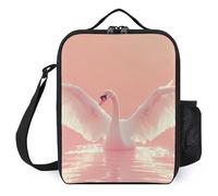Borsa termica per il pranzo con cigno che sbatte le ali, piccola, riutilizzabile, per viaggi, ufficio e lavoro