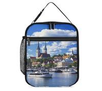 Borsa termica per il pranzo con città vecchia europea e porto marittimo Estonia, per uomini e donne, borsa termica portatile, borsa termica per il lavoro e picnic