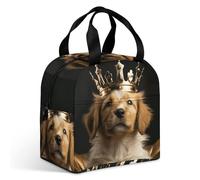 Borsa termica per il pranzo con cucciolo con corona, grande capacità, a prova di perdite, isolata, per donne e uomini, borsa termica portatile per ufficio, viaggi e picnic