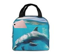 Borsa termica per il pranzo con delfino che nuota in mare blu, borsa per il pranzo per donne e uomini, borsa termica a tenuta stagna, borsa per il pranzo per il lavoro e picnic