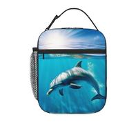 Borsa termica per il pranzo con delfino che nuota nel mare blu, borsa termica per il pranzo per donne e uomini, borsa termica per picnic, lavoro