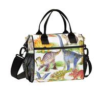 Borsa termica per il pranzo con dinosauri ad acquerello, borsa termica con tracolla, da uomo, per lavoro, donna, cucina