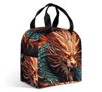 Borsa termica per il pranzo con drago cinese, grande capacità, a prova di perdite, isolata, per donne e uomini, borsa termica portatile per ufficio, viaggi e picnic