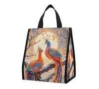 Borsa termica per il pranzo con due fenici in inverno, per donne e uomini, borsa della spesa riutilizzabile, grande borsa termica a tenuta stagna, pieghevole, portatile, per lavoro, campeggio, picnic