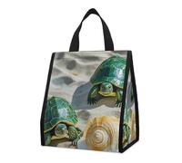 Borsa termica per il pranzo con due tartarughe e conchiglie, per donne e uomini, borsa della spesa riutilizzabile, grande borsa termica a tenuta stagna, pieghevole, portatile, per lavoro, campeggio