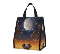 Borsa termica per il pranzo con elefante, gufo, albero, luna, stella, per donne e uomini, riutilizzabile, grande borsa termica a tenuta stagna, pieghevole, portatile, per lavoro, campeggio, picnic