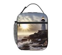 Borsa termica per il pranzo, con faro, rocce, mare, per donne e uomini, borsa termica per il pranzo, borsa per picnic, lavoro