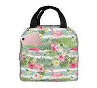 Borsa termica per il pranzo con fenicottero e fiori tropicali, riutilizzabile, isolata, per donne e uomini, impermeabile, borsa termica per il pranzo, per lavoro, ufficio, viaggi, picnic