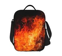 Borsa termica per il pranzo con fiamme ruggenti, per uomini, donne, adulti, riutilizzabile, a prova di perdite, con tracolla regolabile, per lavoro, ufficio, picnic, viaggi