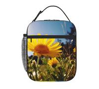 Borsa termica per il pranzo con fiore giallo sotto il sole Scatola per il pranzo per donne e uomini riutilizzabile a prova di perdite Borsa termica per ufficio Picnic