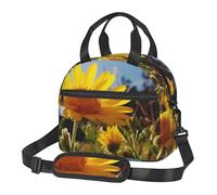 Borsa termica per il pranzo con fiore giallo sotto il sole Scatola per il pranzo per donne e uomini riutilizzabile a prova di perdite Borsa termica per ufficio Picnic