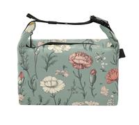 Borsa termica per il pranzo con fiori di garofano Dianthus cactus salvia verde per ragazze borsa termica per il pranzo da donna per college palestra
