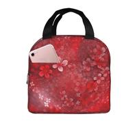 Borsa termica per il pranzo con fiori rossi a forma di cuore per San Valentino, per donne e uomini, riutilizzabile, portatile, a prova di perdite, con tasca frontale, per viaggi, picnic, ufficio