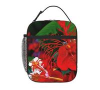 Borsa termica per il pranzo con fiori rossi tropicali borsa per il pranzo per donne uomini borsa termica per picnic lavoro