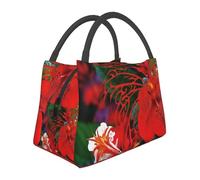 Borsa termica per il pranzo con fiori rossi tropicali borsa per il pranzo per donne uomini borsa termica per picnic lavoro