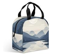 Borsa termica per il pranzo con fiumi e montagne, grande capacità, a prova di perdite, isolata, per donne e uomini, borsa termica portatile per ufficio, viaggi e picnic