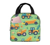 Borsa termica per il pranzo con foglie di camion dei cartoni animati per donne e uomini escavatore isolato Lunch Box a prova di perdite Borsa termica per pasti per lavoro, scuola, picnic