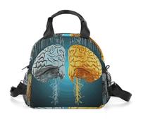 Borsa termica per il pranzo con funzioni cerebrali sinistra e destra, per donne, riutilizzabile, a prova di perdite, borsa termica di grande capacità, contenitore per il pranzo per lavoro, ufficio