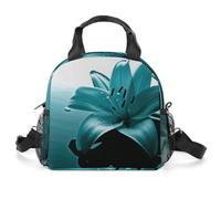 Borsa termica per il pranzo con giglio verde acqua, per donne, riutilizzabile, a prova di perdite, borsa termica di grande capacità, contenitore per il pranzo per lavoro, ufficio, picnic, viaggi