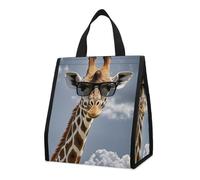 Borsa termica per il pranzo con giraffa che indossa occhiali da sole per donne e uomini, borsa della spesa riutilizzabile, grande borsa termica a tenuta stagna, pieghevole, portatile, per lavoro