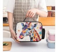 Borsa termica per il pranzo con giraffa colorata dipinta per donne, grande capacità, borsa a tenuta stagna con manici staccabili, borsa termica con mantenimento del freddo/caldo per 5 ore, per uffic