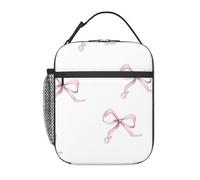 Borsa termica per il pranzo con grazioso fiocco rosa - Borsa a tracolla riutilizzabile di grande capacità, ideale per donne e uomini, perfetta per il lavoro, i picnic, i viaggi, l'ufficio e la spia