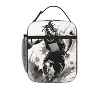 Borsa termica per il pranzo con illustrazione in bianco e nero del giocatore di basket dribbling borsa per il pranzo per donne uomini borsa termica per picnic lavoro