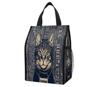 Borsa termica per il pranzo con immagini di gatti criminali, capacità 12 l, con doppie tasche laterali, borsa termica pieghevole, a prova di perdite, borsa termica riutilizzabile per picnic, per