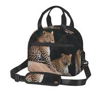 Borsa termica per il pranzo con leopardo africano su roccia, per uomini e donne, borsa termica per adulti, riutilizzabile, tracolla regolabile, grande capacità, a prova di perdite, borse termiche per