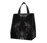 Borsa termica per il pranzo con lupo dagli occhi rossi neri per donne e uomini, borsa della spesa riutilizzabile, grande borsa termica a tenuta stagna, pieghevole, portatile, per lavoro, campeggio