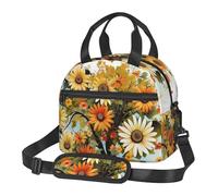 Borsa termica per il pranzo con margherite, farfalle, coccinelle, insetti, per donne e uomini, riutilizzabile, a prova di perdite, borsa termica per il pranzo per ufficio picnic