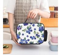 Borsa termica per il pranzo con mirtilli e foglie, per donne, grande capacità, a prova di perdite, con manici staccabili, borsa termica con mantenimento del freddo/caldo per 5 ore, per ufficio, picn