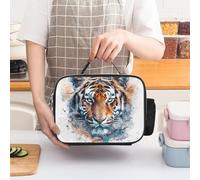 Borsa termica per il pranzo con motivo "Disegna una faccia di tigre" per donne, grande capacità, a prova di perdite, con manici staccabili, borsa termica con mantenimento del freddo/caldo per 5 ore,