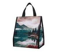 Borsa termica per il pranzo con motivo lago scenico per donne e uomini, borsa della spesa riutilizzabile, grande borsa termica a tenuta stagna, pieghevole, portatile, per lavoro, campeggio, picnic