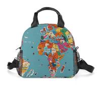 Borsa termica per il pranzo con motivo mappa del mondo, per donne, riutilizzabile, a prova di perdite, borsa termica di grande capacità, contenitore per il pranzo per lavoro, ufficio, picnic, viaggi