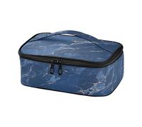 Borsa termica per il pranzo con motivo marmorizzato blu scuro decorativo per ragazze per grande capacità Paisley in paradiso