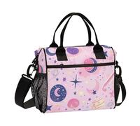 Borsa termica per il pranzo con motivo pianeta stella pesca e nero con tracolla grande borsa per il pranzo per uomini adulti cucina