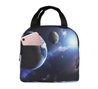 Borsa termica per il pranzo, con motivo Terra e luna, per donne e uomini, a prova di perdite, borsa termica per il pranzo, per il lavoro e il picnic