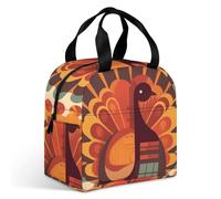 Borsa termica per il pranzo con motivo Turchia davanti alle foglie, grande capacità, a prova di perdite, isolata, per donne e uomini, borsa termica portatile per ufficio, viaggi e picnic