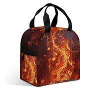 Borsa termica per il pranzo con note musicali con fiamma rossa, grande capacità, a prova di perdite, isolata, per donne e uomini, borsa termica portatile per ufficio, viaggi e picnic
