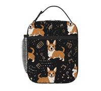 Borsa termica per il pranzo con note musicali corgi per donne e uomini, riutilizzabile, a prova di perdite, borsa termica per il pranzo per ufficio picnic