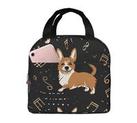 Borsa termica per il pranzo con note musicali corgi per donne e uomini, riutilizzabile, a prova di perdite, borsa termica per il pranzo per ufficio picnic