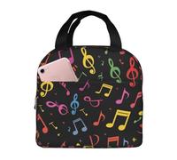 Borsa termica per il pranzo con note musicali, per donne e uomini, colorata, isolata, a prova di perdite, per lavoro, scuola, picnic, escursioni