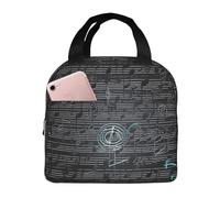 Borsa termica per il pranzo con note musicali, per donne e uomini, riutilizzabile, portatile, a tenuta stagna, con tasca frontale, per viaggi, picnic, ufficio, lavoro