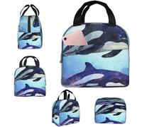 Borsa termica per il pranzo con orca killer whale, borsa per il pranzo da donna, borsa per il pranzo riutilizzabile