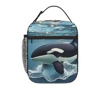 Borsa termica per il pranzo con orca killer whale, per donne e uomini, riutilizzabile, a prova di perdite, borsa termica per ufficio e picnic